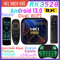 HK1 RBOX K8S RK3528 Android 13.0 Quad Core Rockchip 8K Dual Wifi 2.4G 5G BT4.0 Smart TV Box 2GB 4GB 16GB 32GB 64GB 100M LAN