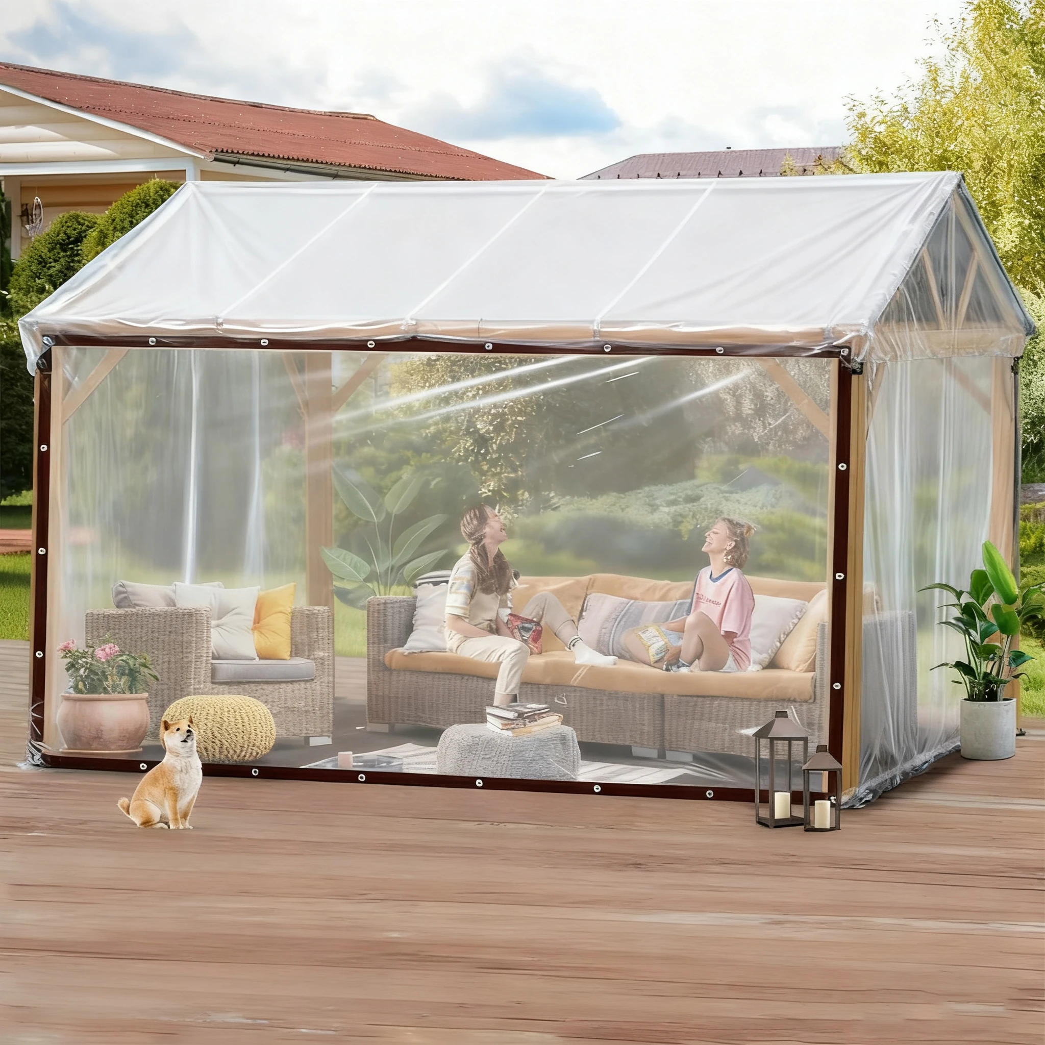 Waterproof Cloth Multipurpose Plant Protect Transparent Cover Greenhouse Outdoor Camping Garden Patio Accessories