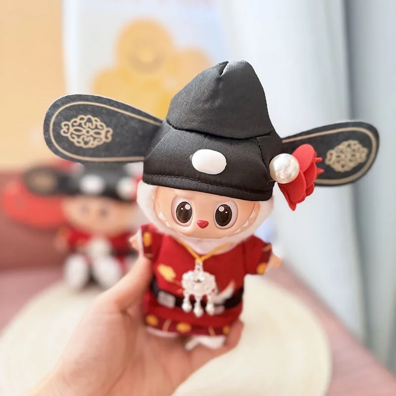 

Подходит для мини-куклы Labubu 15-17 см, официальный халат, одежда, милый красный халат, маленький костюм чемпиона, аксессуары для одежды (без куклы)