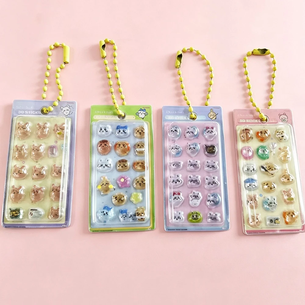 4PCS Mini Pendant Sticker Japanese Cartoon 3D Relief Stickers For Diy Phone Case Decoration Keychain Packaging Handmade Craft