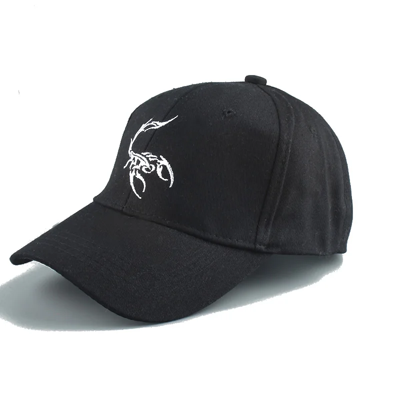 Summer Baseball Cap Men Women Snapback Hat Embroidery Animal Cap Trucker Hat Dad Hat Scorpion Hip Hop White Black Cap