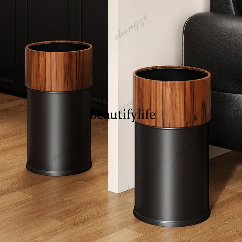 Retro trash can living room home bedroom kitchen antique light luxury bathroom large capacity new Chinese style