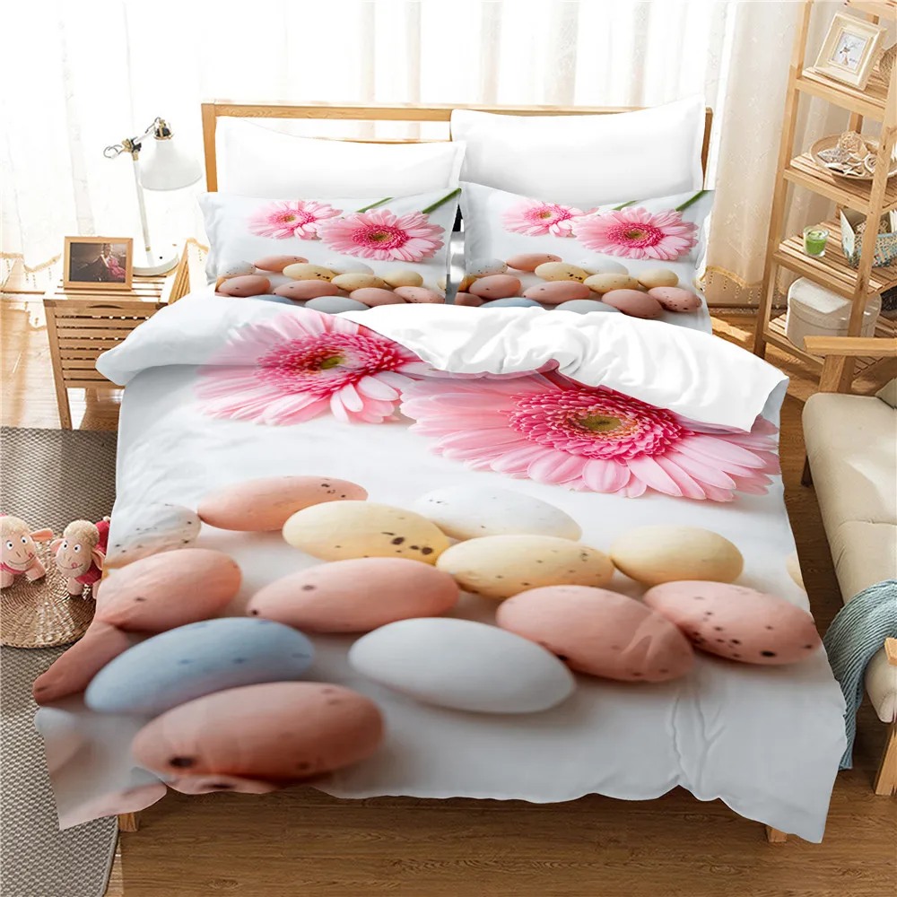 Candies And Flowers Floral Duvet Cover Sets For Kids, Pink Bedding, 3D Bed Set,Queen And King Bedroom,Home Textile,Spring Winter