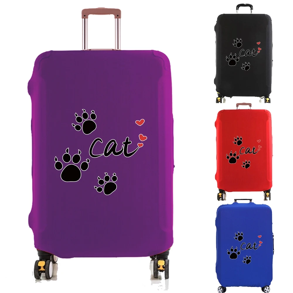 Cat Footprints Printed Luggage Cover Suitcase Protector Thicker Elastic Dust Cover To 18-32 Inch Trolley Case Travel Accessories