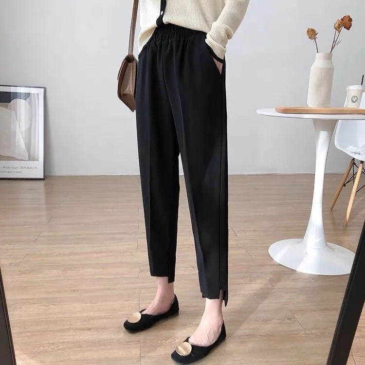 

Брюки женские свободного кроя с высокой талией, утягивающие, в стиле Харадзюку, модные, для повседневной носки, в корейском стиле, длиной 7/8 (картофельные)