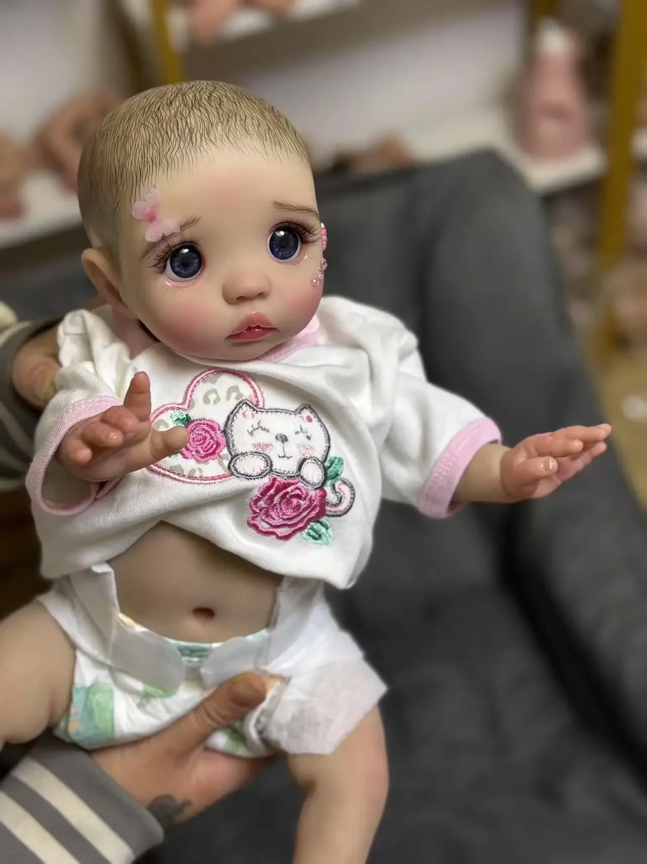 스토어 맞춤 제작 한정판 16인치 리본 베이비 피카 페인팅된 머리 이미 완성된 인형 실제 사진 크리스마스 선물