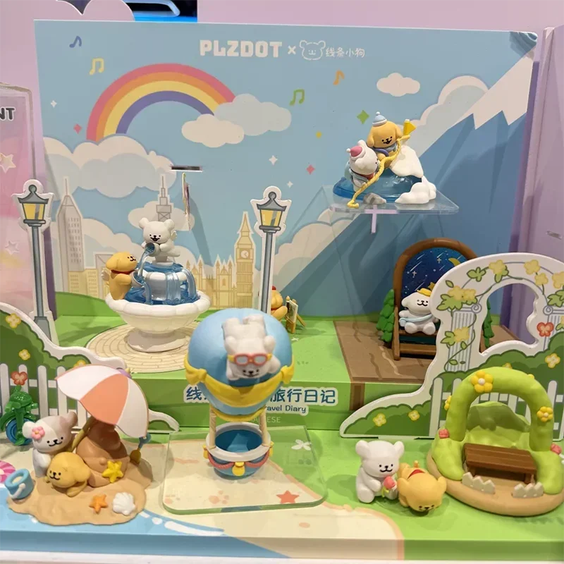 Maltês diário de viagem série caixa cega caixa surpresa linha cão anime figuras ação bonito boneca mesa coletar modelo ornamento presente