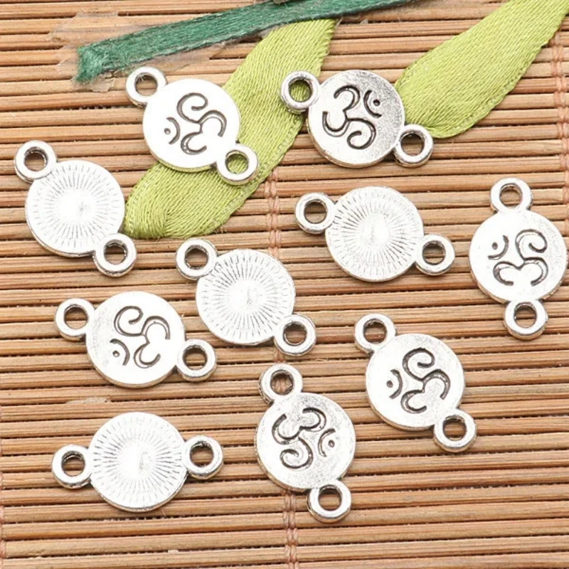 

30pcs 17*10mm Tibetan Silver Color Buddha Symbol Conector Design H2178 Beads for Jewelry Making