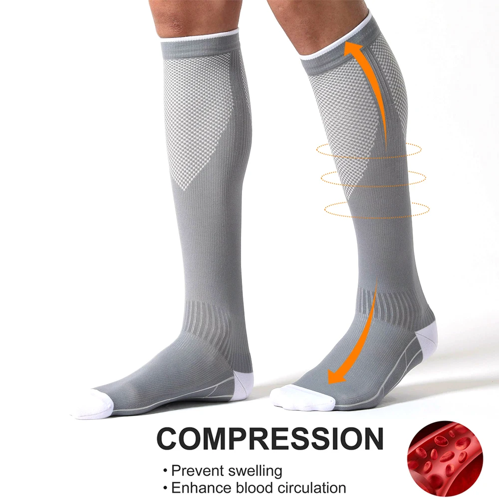 1 Paar Kompressionssocken für Damen und Herren, 20–30 mmHg – zirkulierende Stützsocken