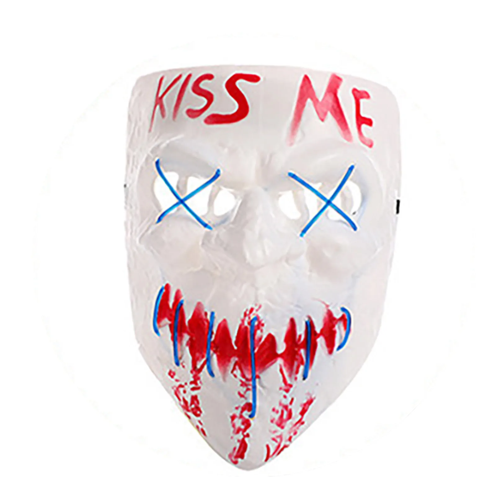 Maska dla dorosłych i dzieci, podświetlana, przerażająca, wielokrotnego użytku, rekwizyt na Halloween z efektami upiornej LED do cosplayu, na festiwale i jako akcesorium na imprezy.