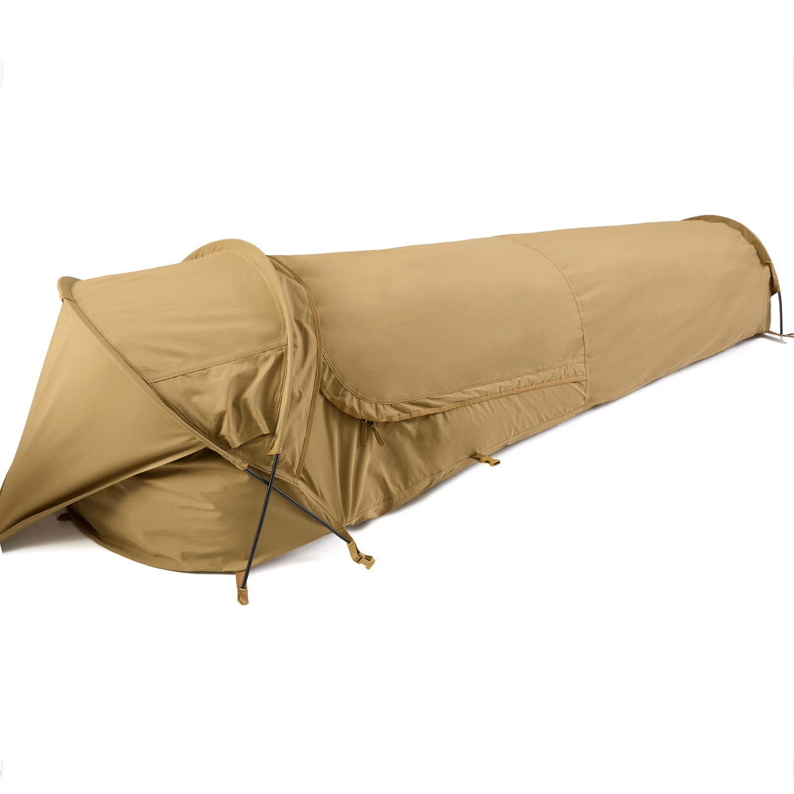 Tenda militare nascosta Bivy Tenda da campeggio compatta monotolo leggera e impermeabile per escursioni con lo zaino in spalla-Coyote