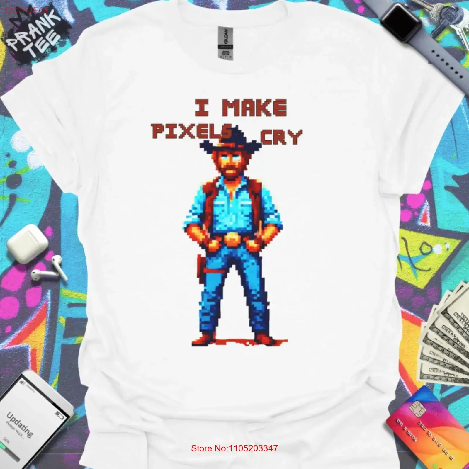 

Футболка Техасского рейнджера Pixel Chuck Norris Wicked Witty Забавный саркастический мем винтажный стильный универсальный повседневный удобный