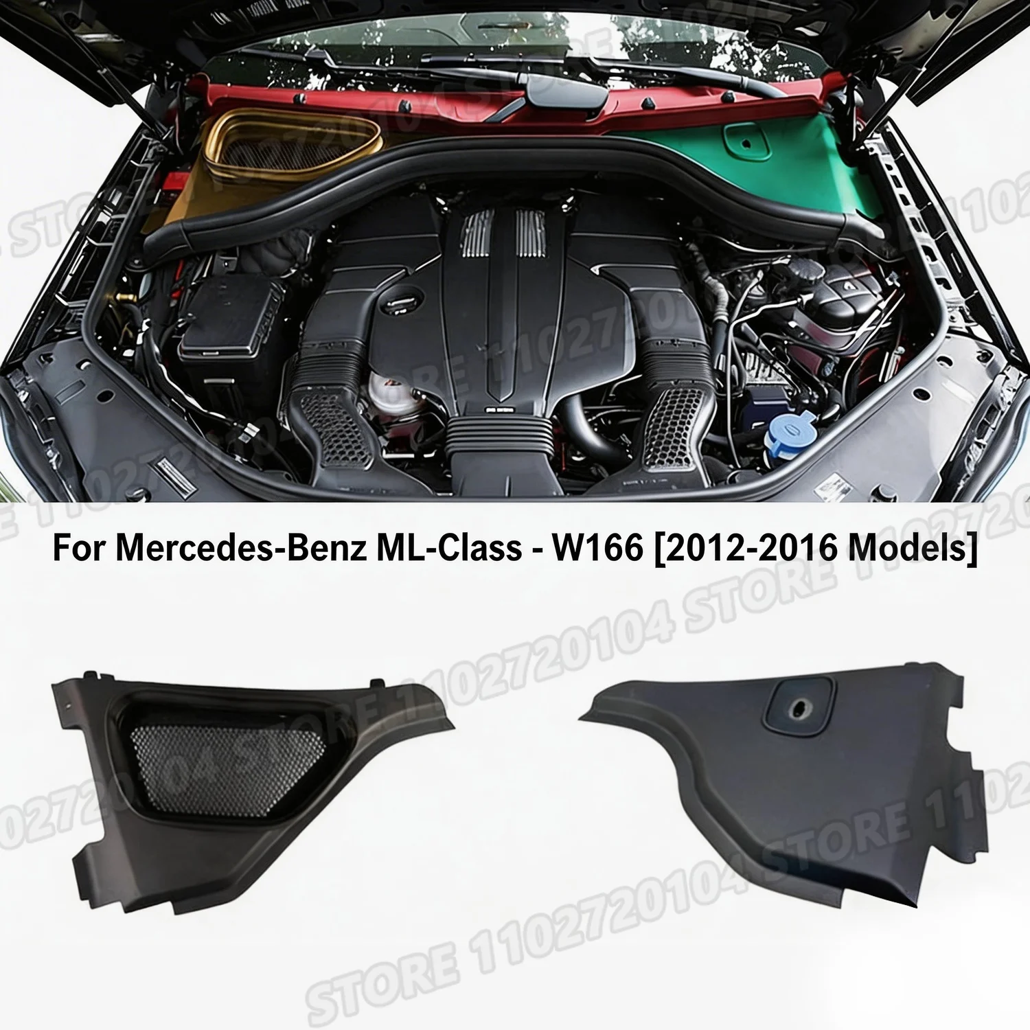 

for 2012-2016 W166 Mercedes-Benz ML-Class Front Windshield Wiper Window Cowl Panel Grille LHD 1668310041 1668300013