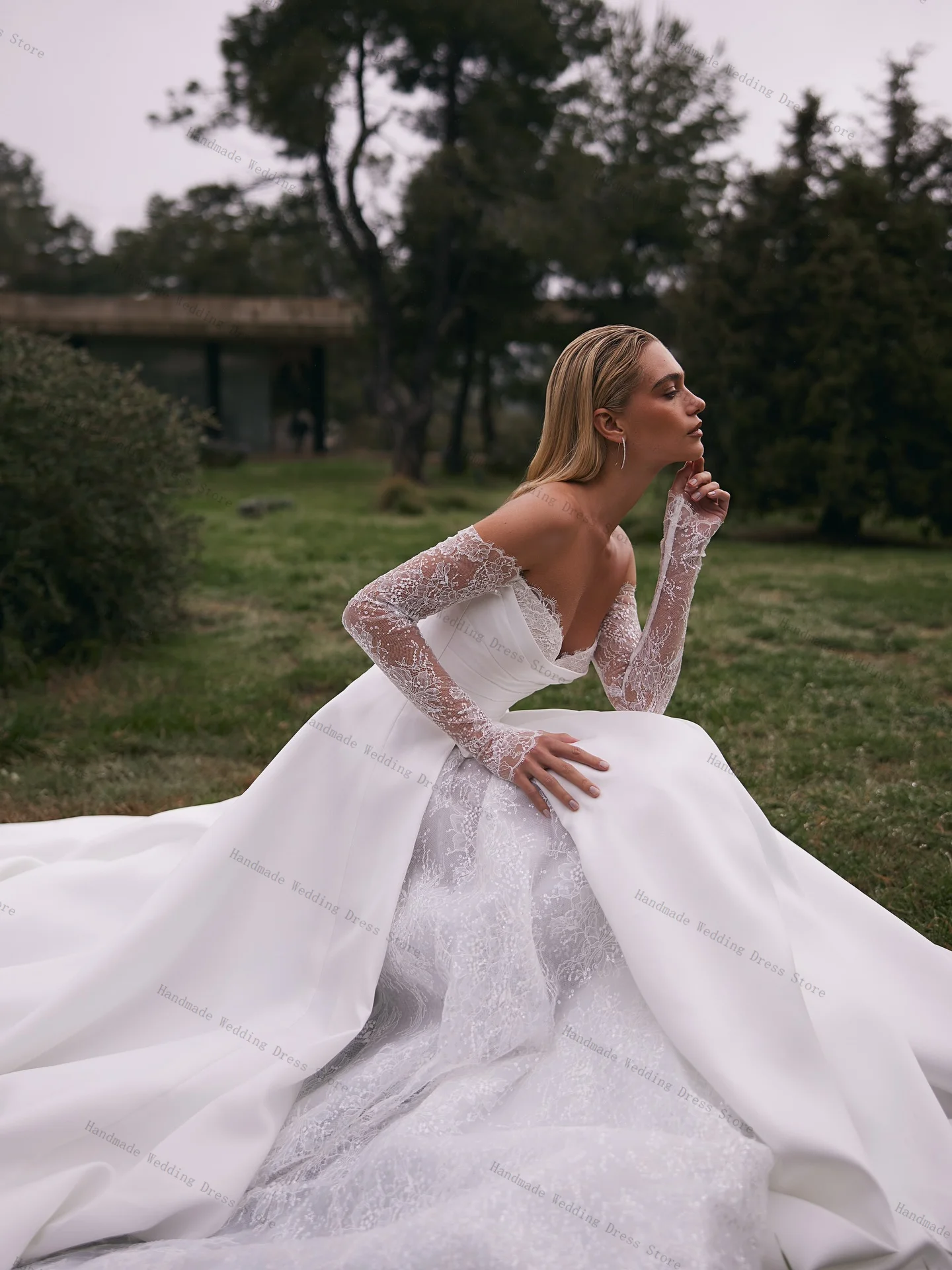 

Luxury Sequins A Line Women Wedding Dress Sexy Strapless Full Sleeves Shiny Glitter Bridal Evening Gown Customized Robe Lace Up