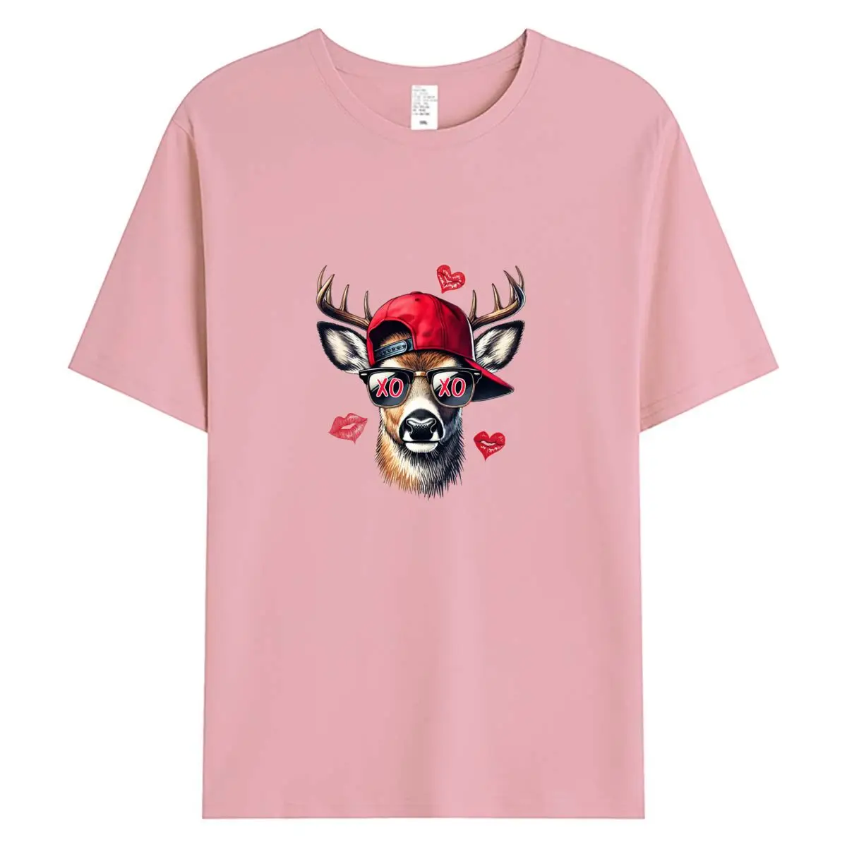 

Trendy Cool Deer with Sunglasses Lip Print Women T-Shirt Harajuku Short Sleeve Summer Top Casual Female Tee Streetwear Shirt