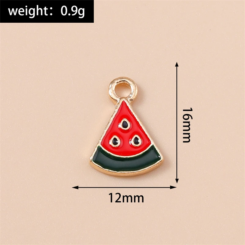 20 Stück 12x16mm Niedliche Frucht-Anhänger aus Emaille, Wassermelonen-Anhänger für Schmuckherstellung, Ohrringe, Halsketten, DIY-Bastelzubehör – Detail 1