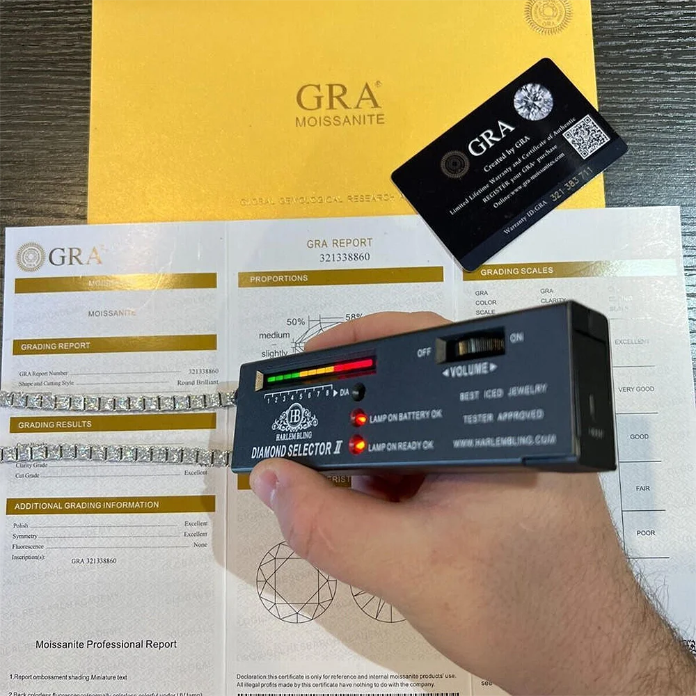 0.4Carat Princess Cut Moissanite Tennis Bracelets with Gra Certificate 925 Sterling Silver Square Shape Diamond Bangle for Women