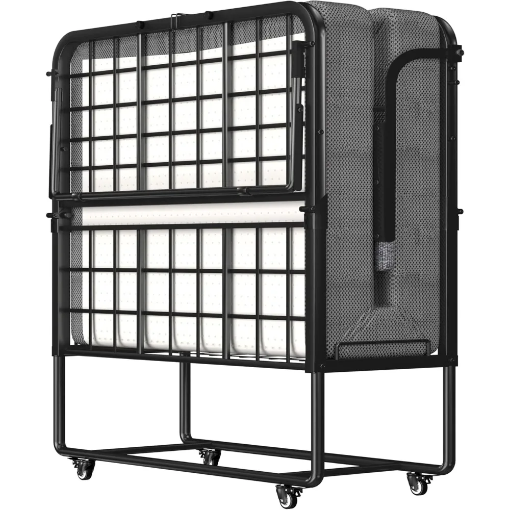 접이식 침대 헤드보드와 메모리 폼 매트리스가 포함된 성인용 트윈 롤어웨이 침대 이미지