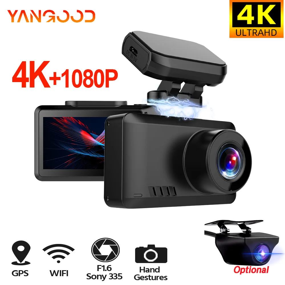 

4K Dash Cam Magnetic Bracket Black Box Support WlFl/GPS Loop Record Optional SONYIMX335 1080P Rear camera Video Recorder CAR DVR