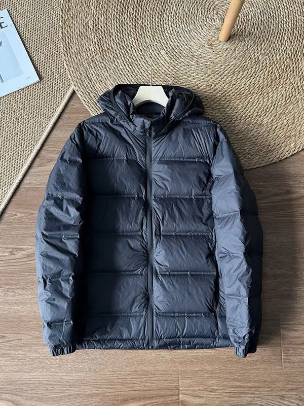 

Men's Winter down Jaet Hooded Spor Outdoor Lightweight Nylon Stand Collar Utili Coat ex Long Sve Zipper Closure
