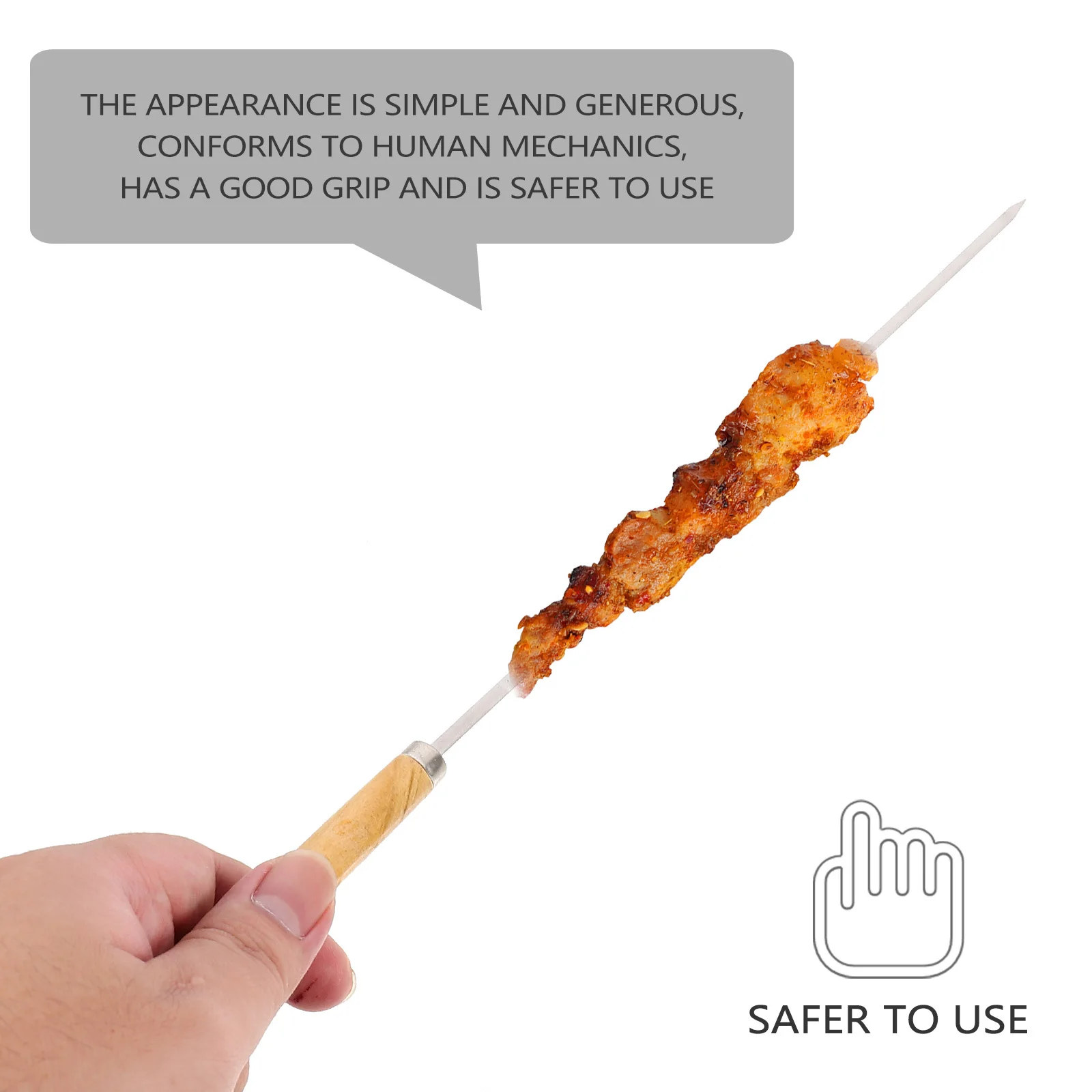 

20 шт., шампуры для барбекю из нержавеющей стали, деревянная ручка, набор шампуров для гриля премиум-класса, гладкий край, безопасный в использовании, набор для барбекю на открытом воздухе