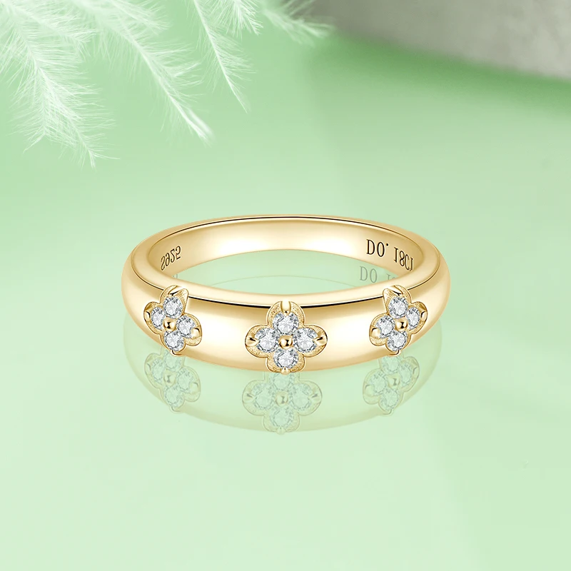

Anziw S925 Clover Flower Moissanite Ring for Women 925 Sliver Finger Bands 18k Gold Plated Lucky Charm Fine Jewelry 2025 Trend