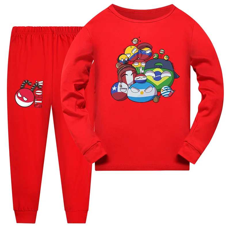 New Autumn Arrival Polandball Countryball Funny Clothing Set Kids Clothes Girls Pajama Set Boys Long Pyjamas Sleepwear Suit