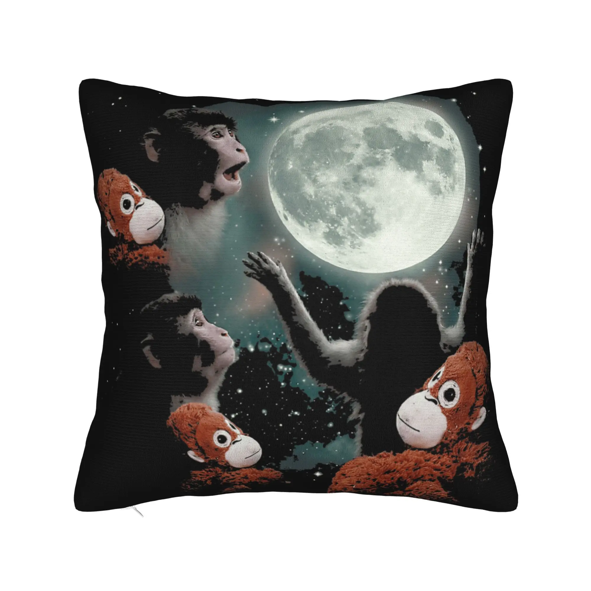 Pillow Cover Cosmic Monkey Punch Moon Gaze Space Primate Art  Morden Pillow Case For Living Room Sofa Pillowcases