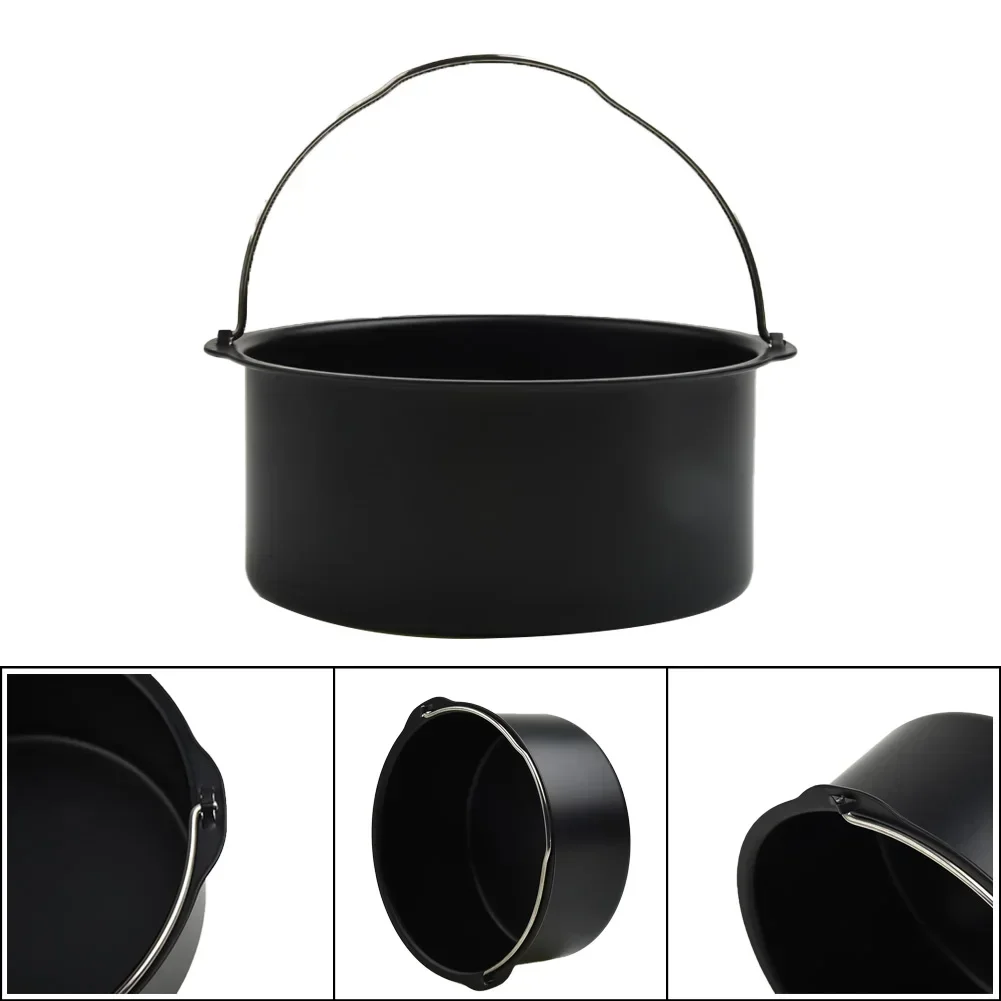 Round Cake Tins Non Stick Baking Pan, Molde da bandeja, aço carbono Bakeware, Air Fryer Basket com alça, 6 ", 7", 8"