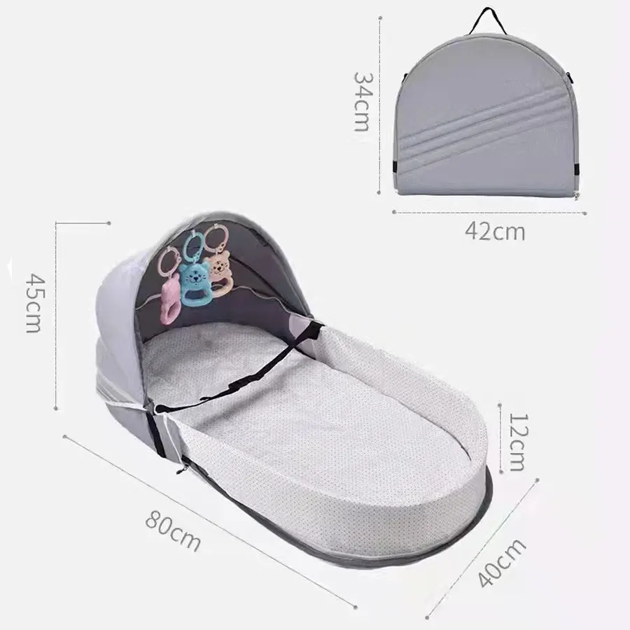Culla per neonato Letto isolante biomimetico per neonato Letto pieghevole a prova di zanzara Comodo letto da viaggio all'aperto nel letto centrale