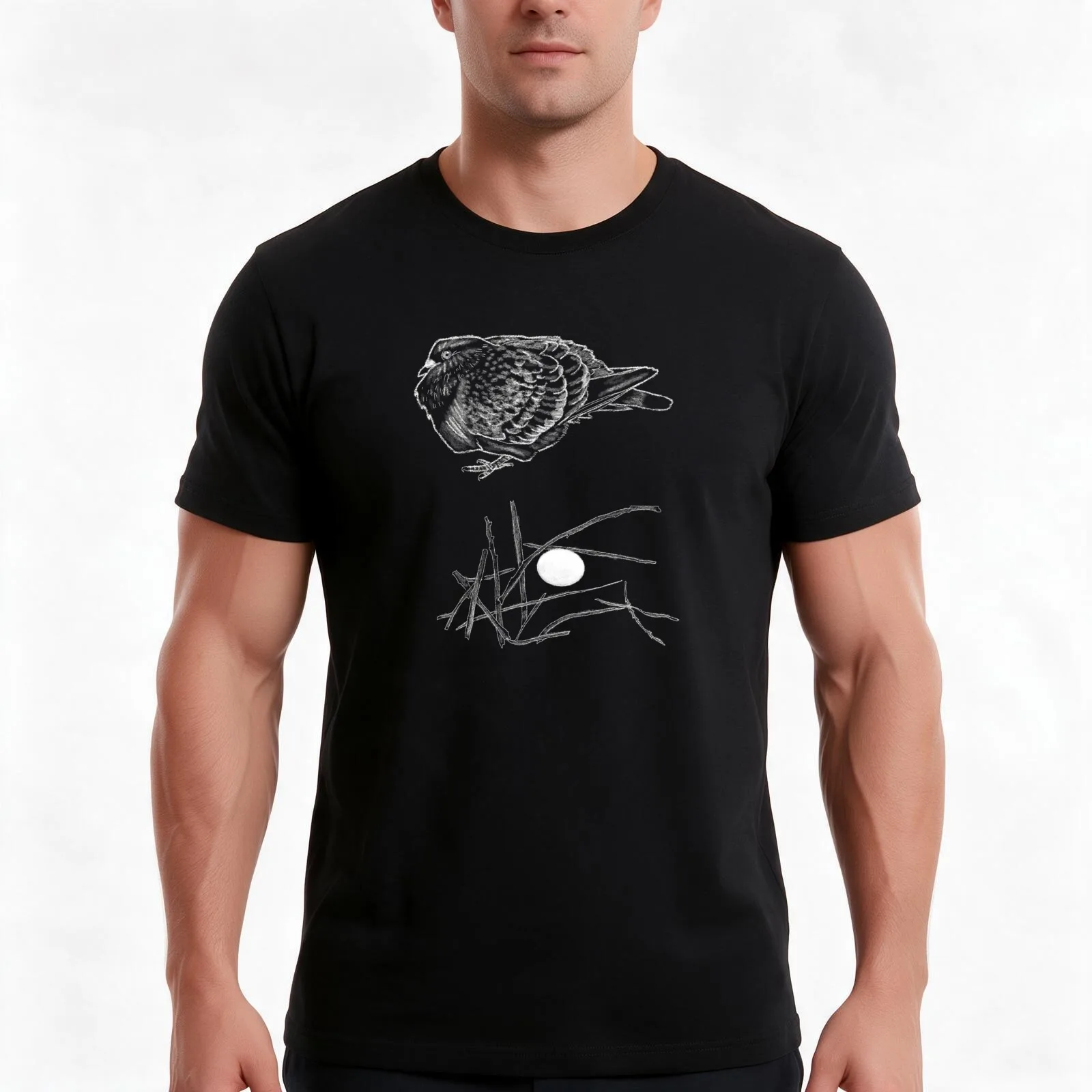 pigeon nest T-Shirt, Summer Casual Cotton Tee, Oversized Streetwear Tops, Vintage Graphic Print, Loose Fit Short Sleeve