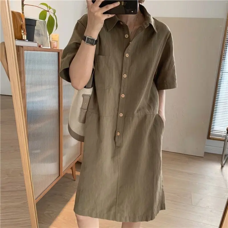 

Long Shirts Skirts Blouse For Women Vintage Shirts Female Clothes Pullovers Casual Loose Summer Tops Cotton Linen Skirts Dresses