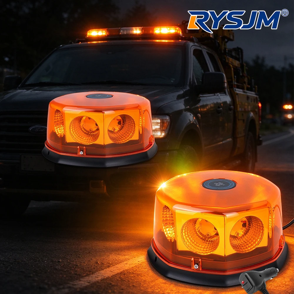 2/4Pcs COB LED Rooftop Strobe Beacon Light Magnetic Base Safety Warning Lamp Flashing Light For Bus TRUCKS Trailer forklift