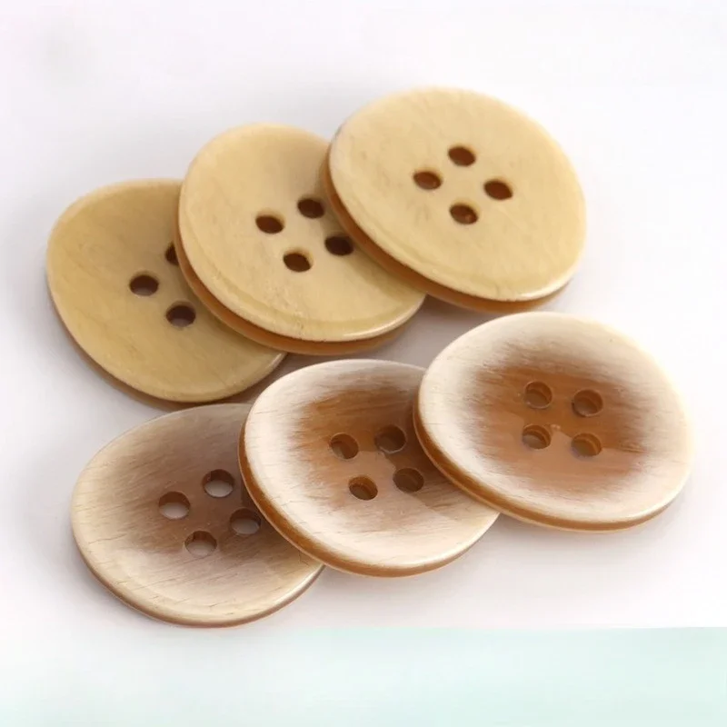 10pcs 25mm Large Beige Resin Horn Buttons For Clothing Women Overcoat Windcoat Sweaters DIY Sewing Accessories Wholesale