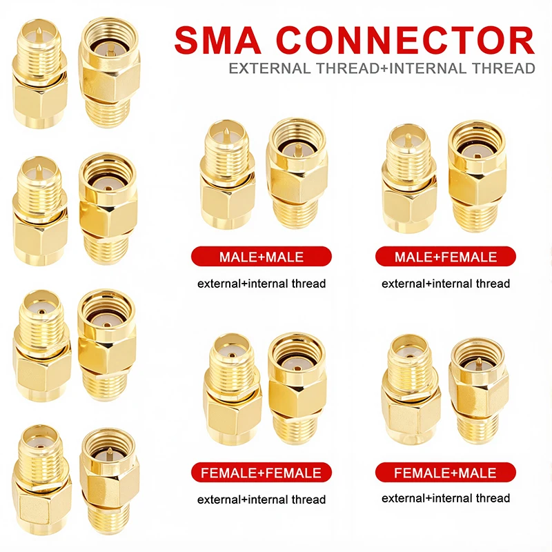 5/20/100PCS RP-SMA to SMA Connector Male Plug Female Jack Slide-on Straight RF Coax Adapter Connector