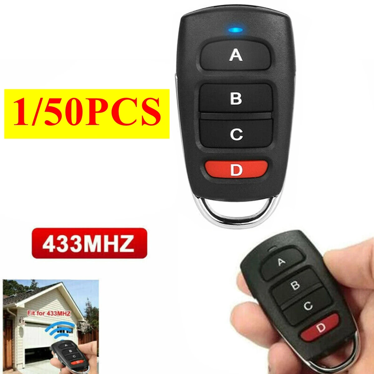 

1/50pcs Wireless RF 433mhz Remote Control Copy Code Garage Door Gate Duplicator 433 Mhz Key Remote Opener