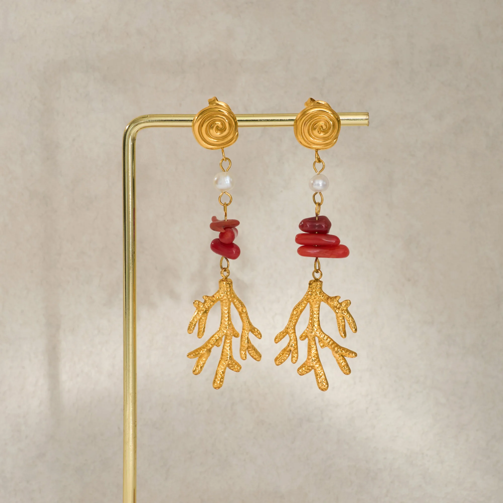

DASEIN 2025 Coral Earrings 18K Gold Plated Ocean Beach Jewelry for Women Hypoallergenic Stainless Steel Bikini Accessories Gift
