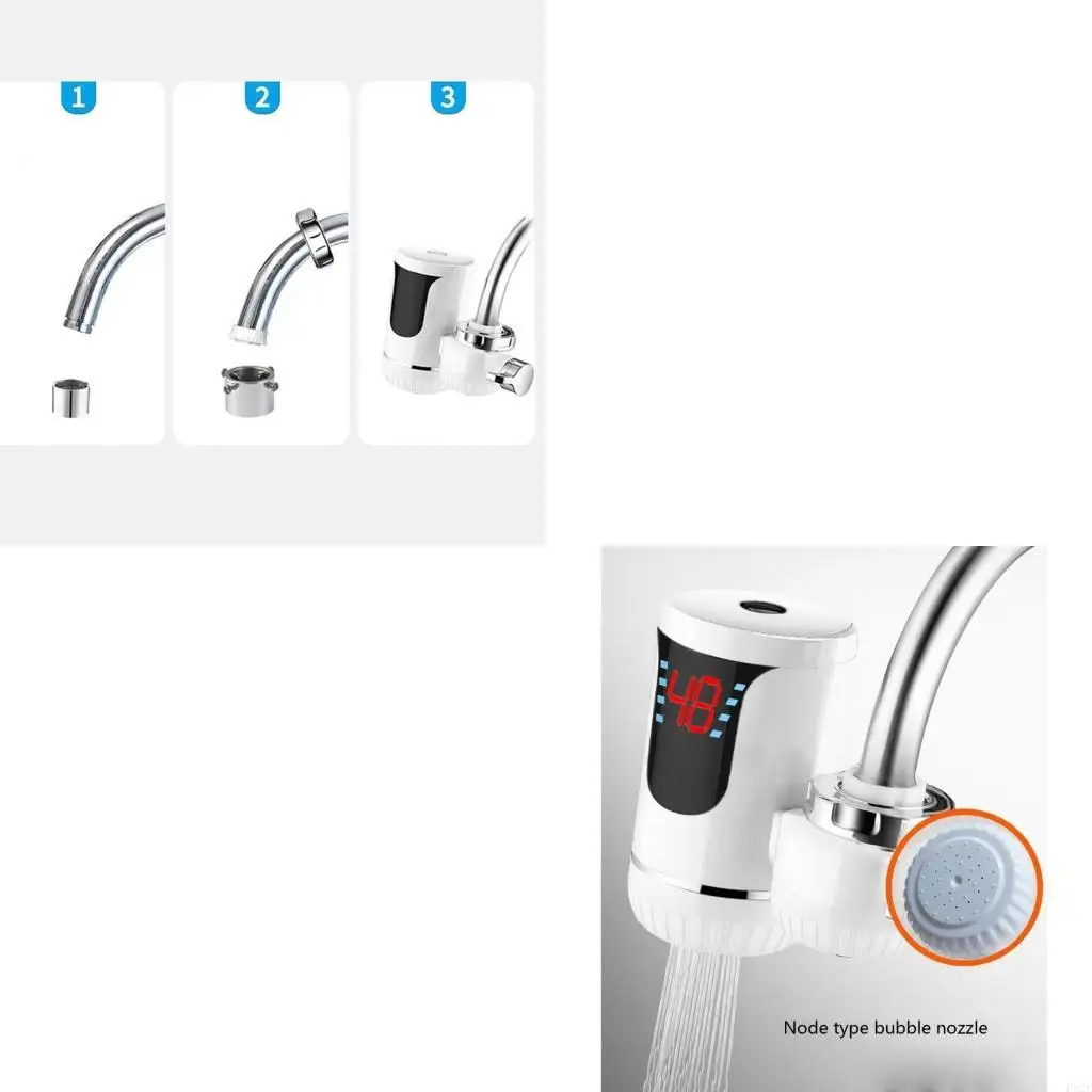 P82E 빠른 가열 탱크리스 온수기 수도꼭지 LED 온도 디스플레이 부엌 및 욕실 사용을위한 온수기 수도꼭지.