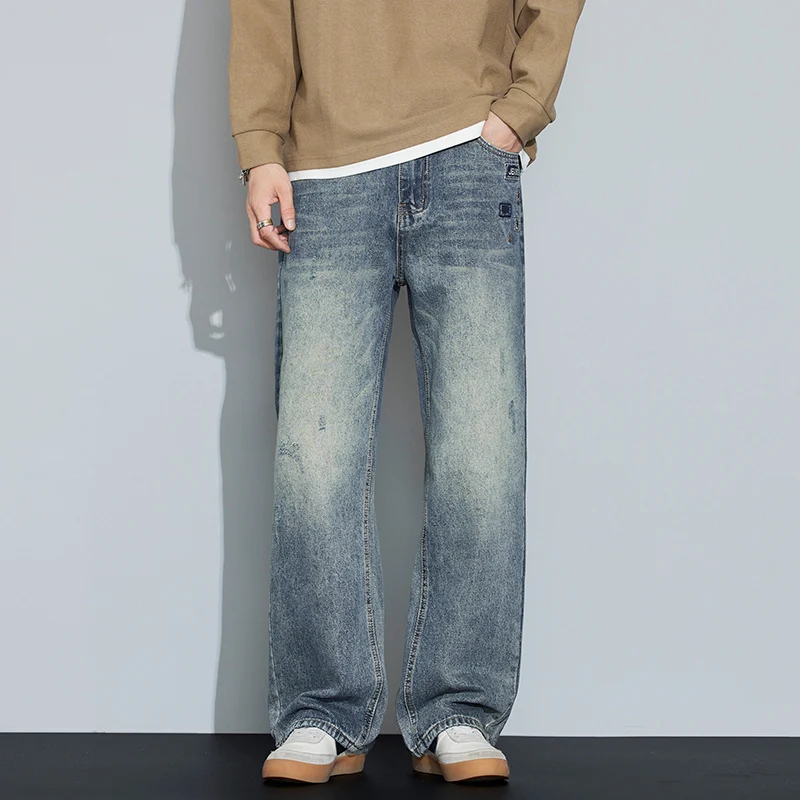 Loose Straight Leg Men's Jeans High Street Style Autumn Winter 2025 New Arrival Long Trousers Fashionable Casual Wear