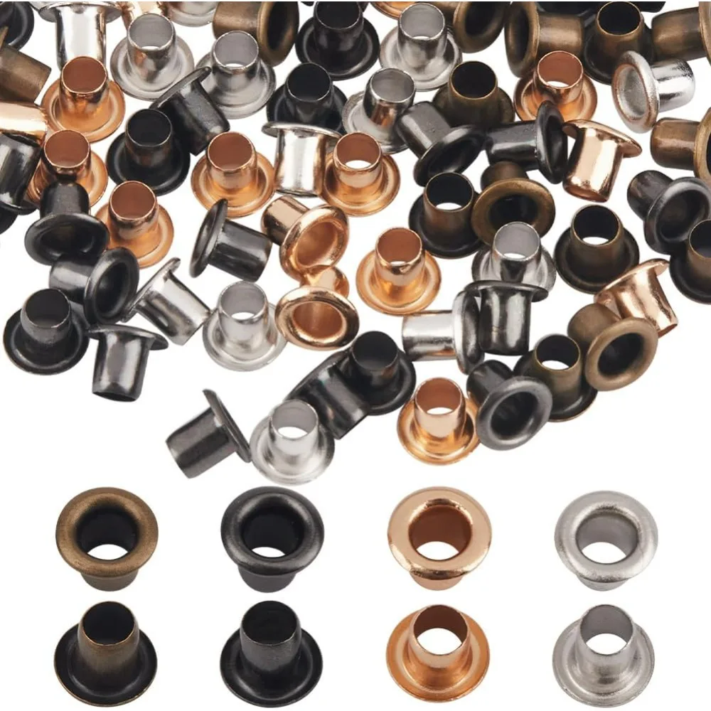 1 Box 400Pcs 4 Colors Super Tiny Eyelet 0.06"(1.5mm) Hole Brass Metal Quicklet Grommets Self Backing Eyelets making kit