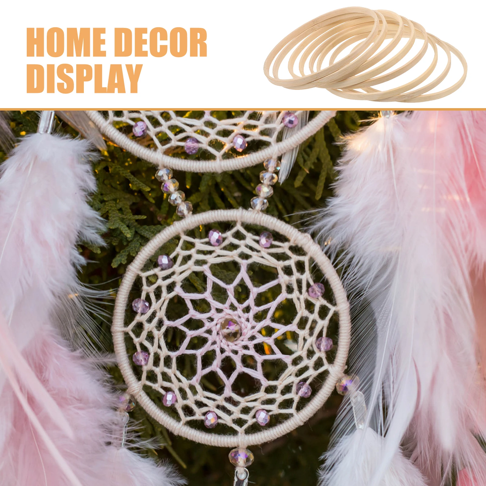 

12pcs Bamboo Circle Accessories Craft Rings Dream Catcher DIY Kit Windchime Wreath Mandalas Embroidery Frame Home Decor