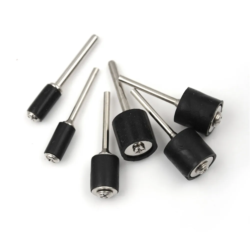 6pcs Rubber Mandrel 1/8 1/4 inch Grinder Drum Sanding Sandpaper Circle Kit Polishing Nails For Dremel Rubber Drum Mandrel