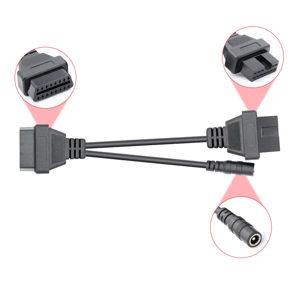 لميتسوبيشي obd2 التشخيص كابلات الموصلات محول 12pin إلى 16pin obdii تمديد كابل obd 2 سيارة الماسح الضوئي السيارات أداة أنثى