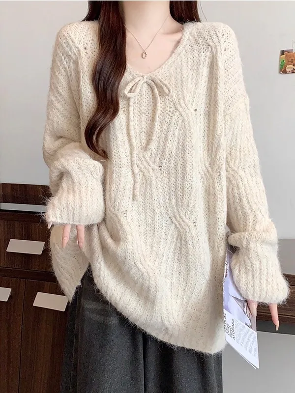 سترة نسائية ناعمة مريحة من V-Ne Knot طويلة Sve بطبقة أساسية بالإضافة إلى حجم التخسيس العصرية كل مباراة الخريف... #5