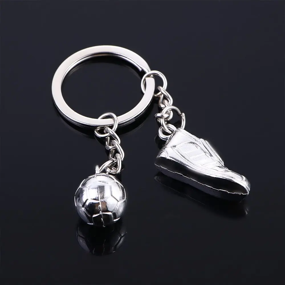 Fashion Stainless Steel Football Ball Small Pendant Bag Pendants Football KeyChain Soccer Shoes KeyRings Interior Accessories