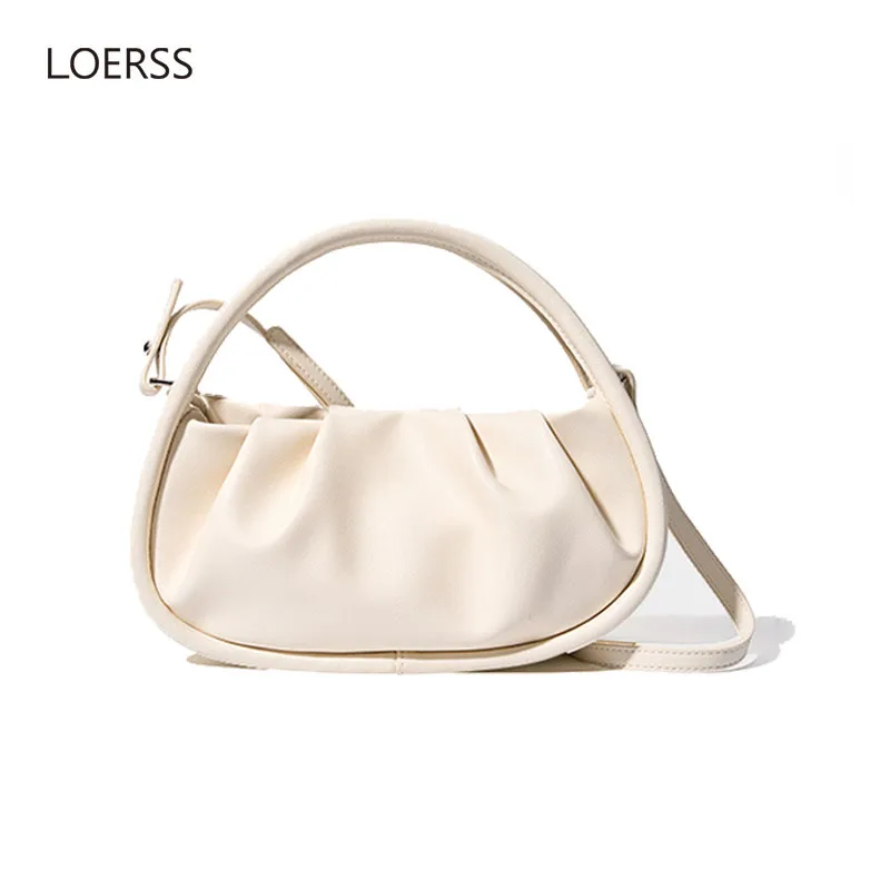 

LOERSS Women Mini Cloud Underarm Bag Genuine Leather Casual Crossbody Bag Commute Shopping Party Handbags 2023 New Designer Bag