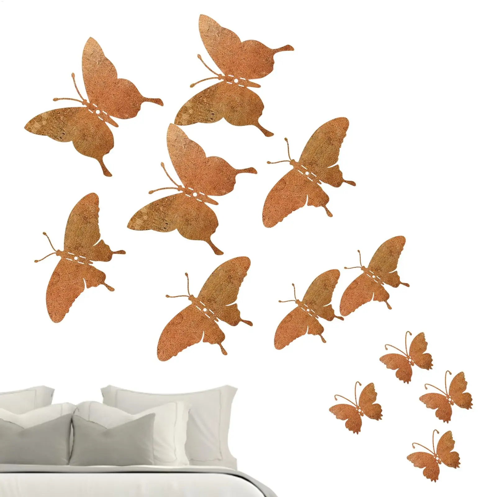Image of Schmetterlings-Wanddekoration, 15-teilig, ästhetische Metalldekoration, Schmetterlingsbilder, Wanddekoration für Zimmer, Schlafzimmer, Mädchen, Outdoor-Party, Kinder