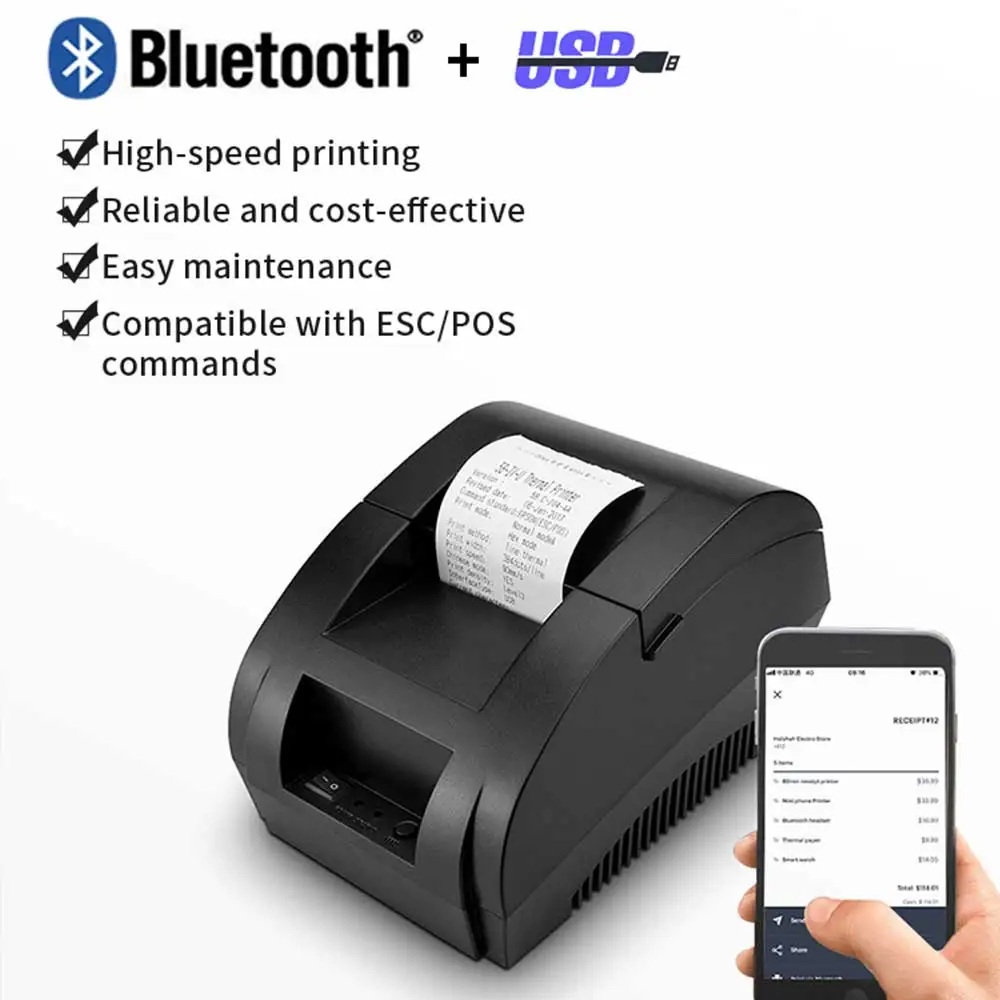 HZTZ 5890K 58mm Thermal Printer 58mm USB Thermal Receipt Printer usb POS System Supermarket HZ-5890K