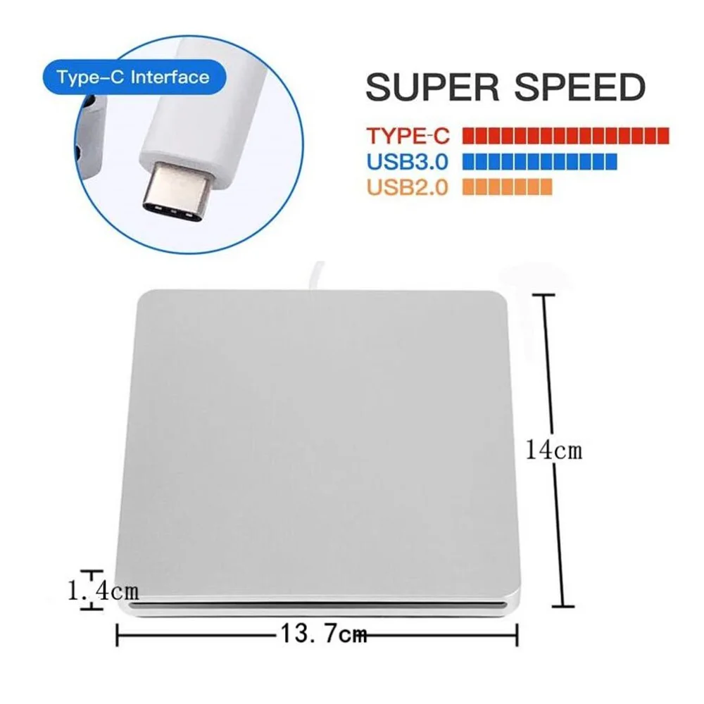 External USB C CD DVD Drive,Portable Type-C Smart Contact Button Slot-In CD DVD Burner Player Writer for
