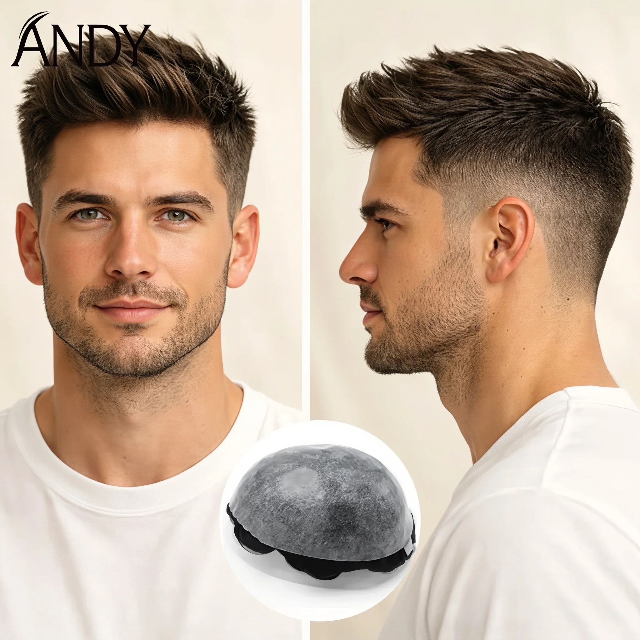 

0.02-0.04mm Ultra Thin Skin Men's Toupee Natural European Human Hair Undetectable Hairline Male Wig Hair Prosthesis Hair System